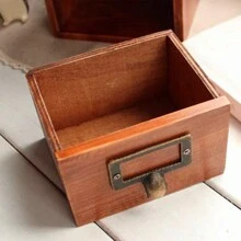 LIVINGANDHOME Living And Home Retro Wooden Drawer Organzier Box - 13.3cm W x 9.7cm D x 26.5cm H Brown - View 9