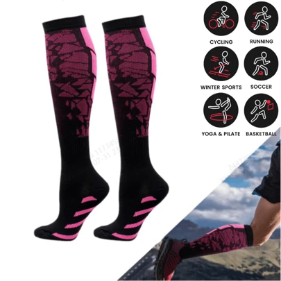 Calcetines de compresión unisex, 20-30 mmHg, hasta la rodilla, promueven la circulación sanguínea, ideales para uso médico, correr, enfermería, deportes, viajes, actividades atléticas, enfermeras, senderismo y talla grande