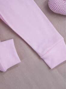 SHEIN Ribbed Knit Pants For Baby Girls And Boys, 2 Pieces, Soft, Hypoallergenic, Comfort Waistband, No Elastic, Perfect Fit, Ribbed Knit, 100% Cotton - Baby Pink - View 8