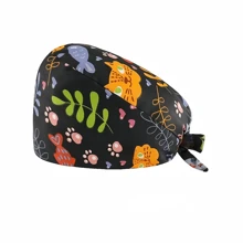 1 件女款-涤纶面料花卉、心形、卡通印花护士帽，适用于医生、护士、美容院、兽医医院和家政工作者，抗菌防尘万圣节情人节 - 彩色 - 查看 17