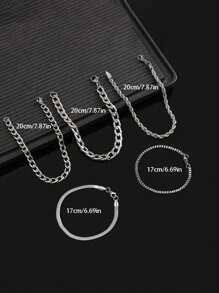 5 pezzi/set Braccialetti in acciaio inossidabile semplici e alla moda per uomo, per uso quotidiano