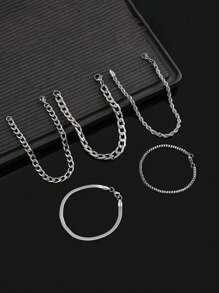 5 pezzi/set Braccialetti in acciaio inossidabile semplici e alla moda per uomo, per uso quotidiano