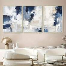 3pcs Modern Navy Blue Abstract Canvas Art Prints Frameless Wall Decor For Living Room, Bedroom, Dorm - Waterproof & Durable Posters, Perfect Gift Idea Wall Art Decor 30x40cm Framed Wall Paintings For Bedroom - Blue - View 2