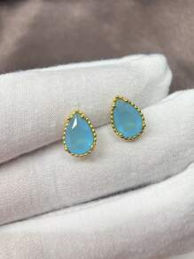 1 đôi bông tai hình giọt nước nhỏ thời trang và đơn giản với đầy đủ kim cương giả, thích hợp để đi lại và đeo hàng ngày, quà tặng trang sức sang trọng và thanh lịch cho các cô gái, bán buôn - Hoa tai - Xem 18