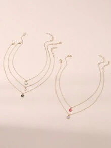 5pcs/Set Kids' Colorful Cherry Blossom Necklace Set, Suitable For Kids Daily Decoration - Multicolor - View 8