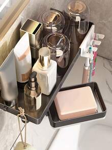 1pc Grey Bathroom Shelf Without Drilling - Multicolor - View 4