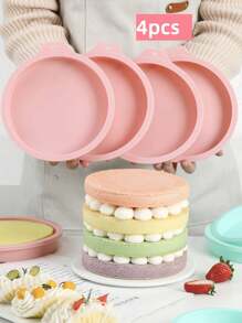 1 件/4 件优质硅胶分层蛋糕模具套装 - 不粘、易脱模、灵活、耐用、耐热圆形烤盘，适合制作完美的蛋糕和面包 - 可用洗碗机清洗，易于清洁，节省存储空间 - 彩色 - 查看 8
