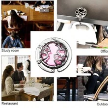1 Pc Multiple Hearts Style Premium Foldable Handbag Bag Purse Hanger Table Hook Holder