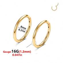 ADYJELY 2PCS Nose Ring Hoop 316L Surgical Steel Hypoallergenic Hinged Ring Cartilage Earring 16G 18G 20G Lip Ring,Clicker Ring Cartilage Hoop Rook Earring Tragus Septum Piercing Conch Daith Helix Earring 18K Gold Plated Cartilage Hoop Earlobe Earring ,Belly Ring Nipple Ring Diameter 6mm 8mm 10mm 12mm Women And Men Body Pierecing Jewelry - 2pcs-gold - View 24
