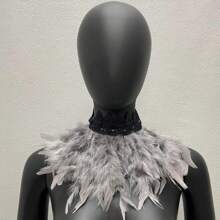 1 Stück Federkragen Natürliche Feder Halskette Gothic Halsband für Steampunk Party Kostüm Karneval Cosplay Fantasy Events Halloween Valentinstag