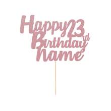 1pc Customizable Happy Birthday Cake Topper With Nameplate And Age, Comes With Double-Sided Glitter Card In Various Colors - Multicolor - View 8