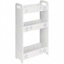 Bathroom Storage 3 Tier Narrow Storage Unit Carved Floating Shower Storage Rack Wall Mount 60x35 X13.5cm Storage Rack Free-Standing Shelves For Bathroom Living Room - White - View 1