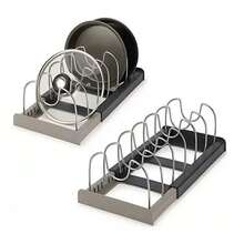 Adjustable Expandable Lid And Pot Holder Organizer Kitchen 7 Compartments - 黑色 - 查看 2