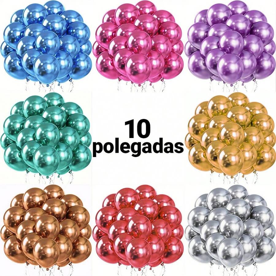 Chrome Balloon Bladder 10 Inches Various Colors Premium Resistant Balloon 50 Units - 綠色 - 查看 1