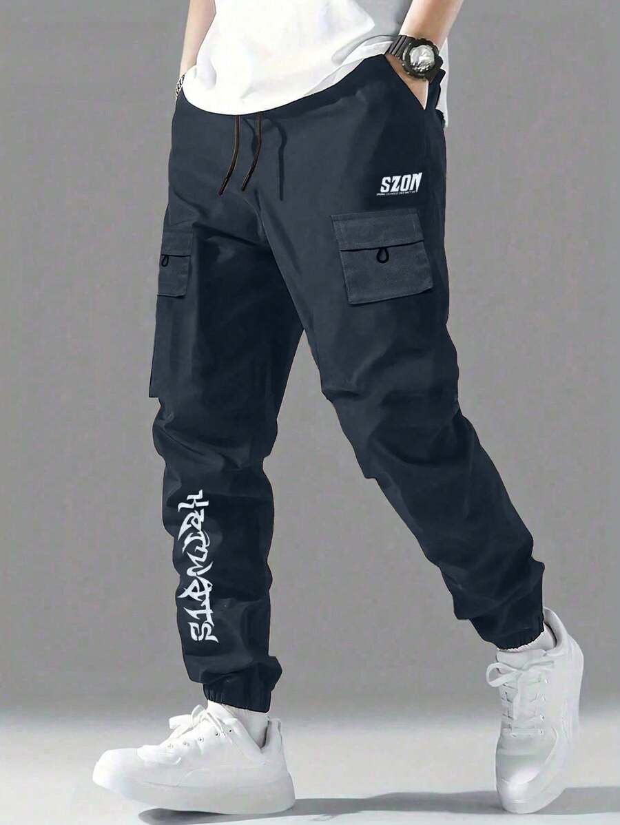 Calça Cargo Casual com Cordão na Cintura, Moda Pré-Adolescente
