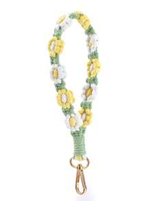 1 件波西米亚手工编织雏菊花钥匙扣和挂绳，免费配色撞色钥匙扣饰物和支架，适合送给母亲、家人、朋友、生日、节日的手机饰物、手机链的礼物 - 彩色 - 查看 15