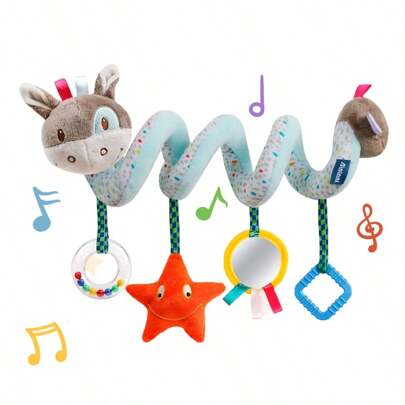 Chocalho para Bebê (1 unidade) para Carrinho de Bebê e Cadeirinha de Carro - Brinquedo Sensorial de Alto Contraste - Brinquedo de Pelúcia para Recém-Nascidos - Ideal para Chá de Bebê, Presente Perfeito para Natal, Halloween, Aniversários, Lembrancinhas de Natal, Presente de Natal para Meninas e Presente de Aniversário para Meninos