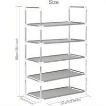 3/4/5 Tier Shoe Rack Metal Frame Small Shoe Storage Organiser Non-Woven Fabric Layer Space-Saving And Versatile Stackable Shoe Shelf For Closet Entryway Hallway