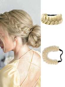 Crimp And Fluffy Braided Headband 3 Strands Synthetic Hair Braid Fashion Chunky Wide Thick Elastic Braid Headbands 14inch