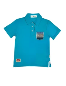 Kiki and Mily Polo Neck T-Shirt With Pocket For Boys 1,2,3 Years Old - 藍色 - 查看 1