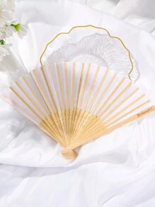 5把/1把丝绸折扇，黑白“新娘与伴娘”印花，单身派对、婚礼新娘礼物、伴娘配饰、拍照道具，完美的夏季派对、活动、假日、旅行、节日、露营配饰 - 彩色 - 查看 15