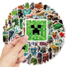 Minecraft 120Pcs MINECRAFT Officially Licensed DIY Vinyl Sticker Cartoon Minecraft Dungeons Building Game Label High Quality Waterproof UV Scratch Resistant Decoration Stickers For Laptop Bottle Skateboard Great For Mom Dad Grand Mother Father Teacher Friend Funny Valentine's Day Gifts