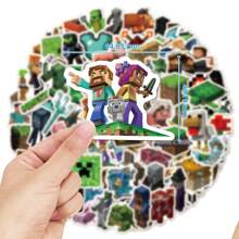 Minecraft 120Pcs MINECRAFT Officially Licensed DIY Vinyl Sticker Cartoon Minecraft Dungeons Building Game Label High Quality Waterproof UV Scratch Resistant Decoration Stickers For Laptop Bottle Skateboard Great For Mom Dad Grand Mother Father Teacher Friend Funny Valentine's Day Gifts