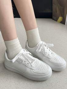 Fashion Men's Casual Sports Shoes Breathable Mesh Oxfords Business Casual Walking Dress Shoes Fashion Men Sneakers//Trendy Pure White Platform Comfortable Shoes//Unisex Casual Shoes, Sizes, Women's Casual Shoes And Men's Sports Shoes, - 白色 - 查看 7