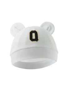 1pc Baby 26 Letter Tire Cap, Soft Cotton Warm, Suitable For Boys And Girls Newborn Daily Life Use. - White - View 15