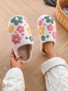 Chinelos Domésticos Fashionáveis e Fofos com Padrão Floral, Macios, Confortáveis, Antideslizantes e Duráveis para o Inverno