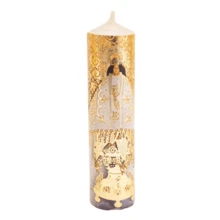 Paquete de 12 Mini Cirios De Cera Decorados "Virgen de Juquila" Para Recuerdos o Decoración - Blanco - Ver 5