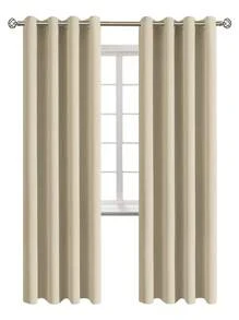 Estelar Textiler Solid Color Single Panel Curtain, Minimalist Polyester Single Panel Blackout Curtain For Bedroom And Living Room - Beige - View 26