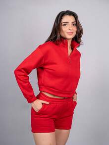 Conjunto para Mujer sudadera y short  Relax Fit - Naranja - Ver 4