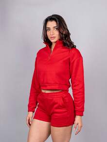 Conjunto para Mujer sudadera y short  Relax Fit - Naranja - Ver 2