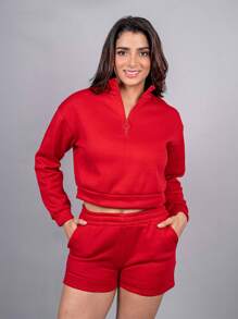 Conjunto para Mujer sudadera y short  Relax Fit - Naranja - Ver 1