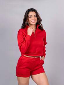 Conjunto para Mujer sudadera y short  Relax Fit - Naranja - Ver 3