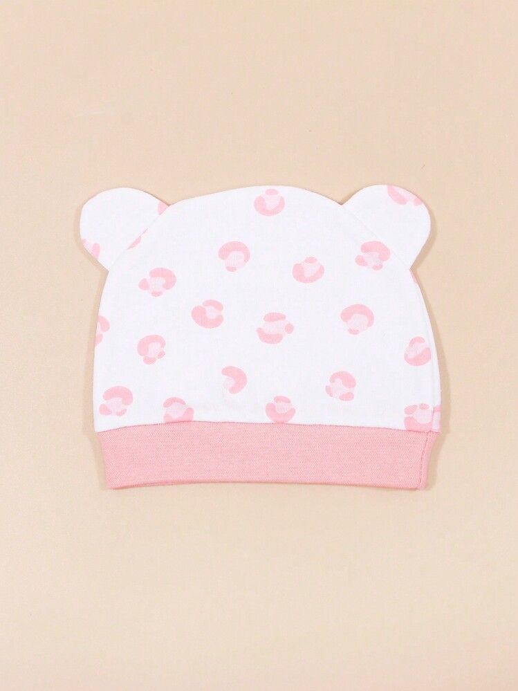 6pcs Newborn Infant Baby Hat Solid Color & Printed With Ear Design Warm Protective Cute Daily Casual Accessories Suitable For Outdoor Use - Nhiều màu - Xem 5