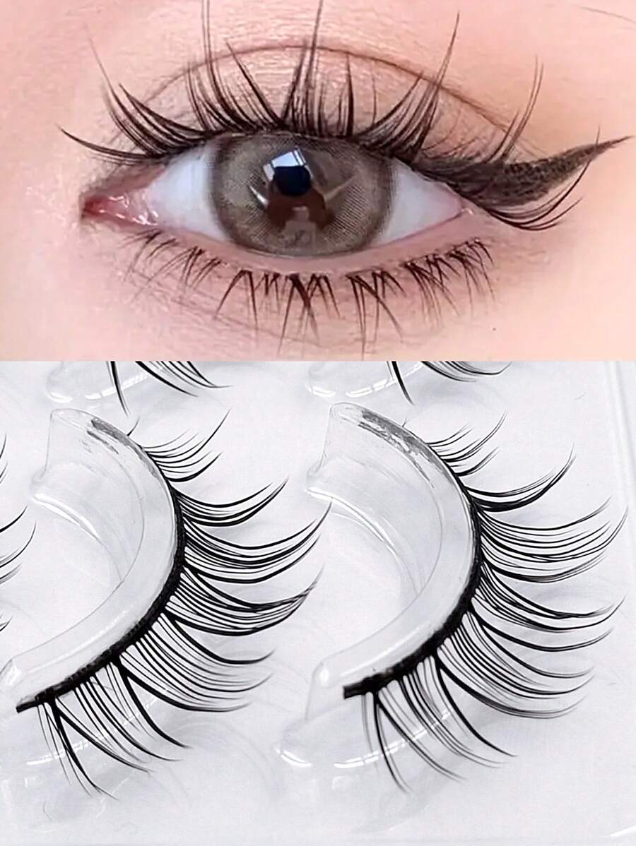 Asiteo 5对卡通动漫假睫毛，自然妆效假睫毛，仿貂毛加长浓密假睫毛，角色扮演假睫毛
