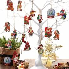 48pcs Wooden Hanging Decorations - Perfect For Decorating Christmas Tree, Yard, Party And More! Home Decor, Christmas Decor, Room Decor - Multicolor - View 3