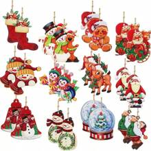 48pcs Wooden Hanging Decorations - Perfect For Decorating Christmas Tree, Yard, Party And More! Home Decor, Christmas Decor, Room Decor - Multicolor - View 2