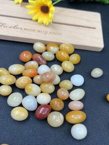 100g Natural Yellow Jade Polished Pebbles, Suitable For Home Decor, Fish Tank And Aquarium Rocks, Fountains, Office Decor, Vase Filler - View 2
