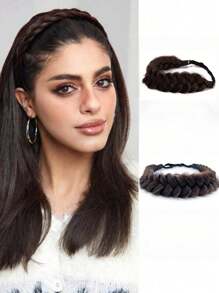 Crimp And Fluffy Braided Headband 3 Strands Synthetic Hair Braid Fashion Chunky Wide Thick Elastic Braid Headbands 14inch