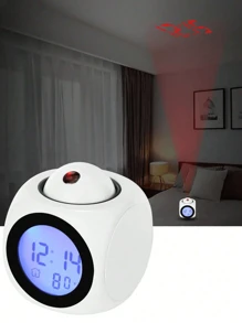New Multifunctional Projection Clock, LED Light Projection Alarm Clock, Voice Alarm Clock, Projection Clock, Can Automatically Tell Time, Automatically Detect Real-Time Temperature, 3*AAA Batteries And USB Dual-Mode Power Supply (Batteries Not Included)