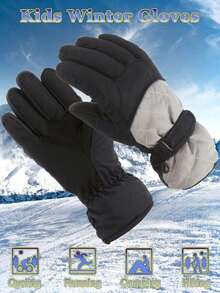 1 Pair Kids Warm Winter Snow Gloves, Cold Weather Ski Gloves For Outdoor Sports, Boys And Girls Ages 3-16