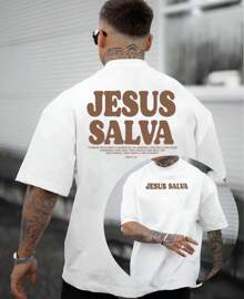 Basic Evangelical Religious Jesus Saves T-Shirt - 白色 - 查看 1