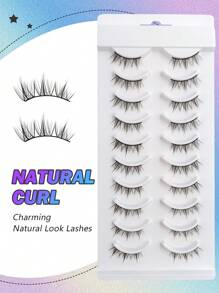 Asiteo 10 Cặp mi giả tự làm, được cắt tỉa tùy ý, kiểu dáng tự nhiên, ngắn mềm mại, mi giả lông chồn bông xốp. - màu đen - Xem 6