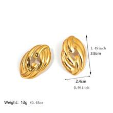 1 对几何镂空三叶草心形不锈钢耳环，适合女士，18k 金不锈钢圆形耳环，时尚高端个性化 - 金色 - 查看 2