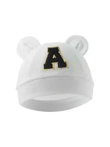 1pc Baby 26 Letter Tire Cap, Soft Cotton Warm, Suitable For Boys And Girls Newborn Daily Life Use. - White - View 24