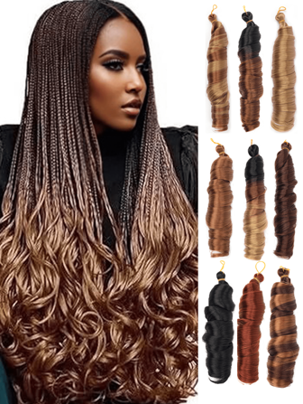 French Curls Braiding Hair Extensions Synthetic Hair Loose Wave Spiral Curl Braids High Temperature Ombre Pre Stretched Hair Extensions For Women