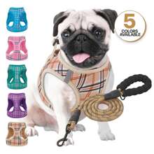 MoNiBloom No Pull Dog Harness W/Leash Set, Reflective Soft Puppy Padded Vest For Walking, Training, Easy To Put On Medium Dogs - 米色 - 查看 10